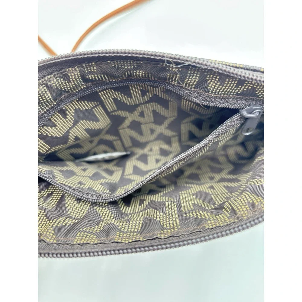 NX XN Monogram Crossbody Wristlet Purse Brown Logo Zip Clutch Bag Wallet